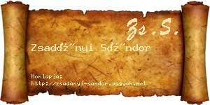 Zsadányi Sándor névjegykártya